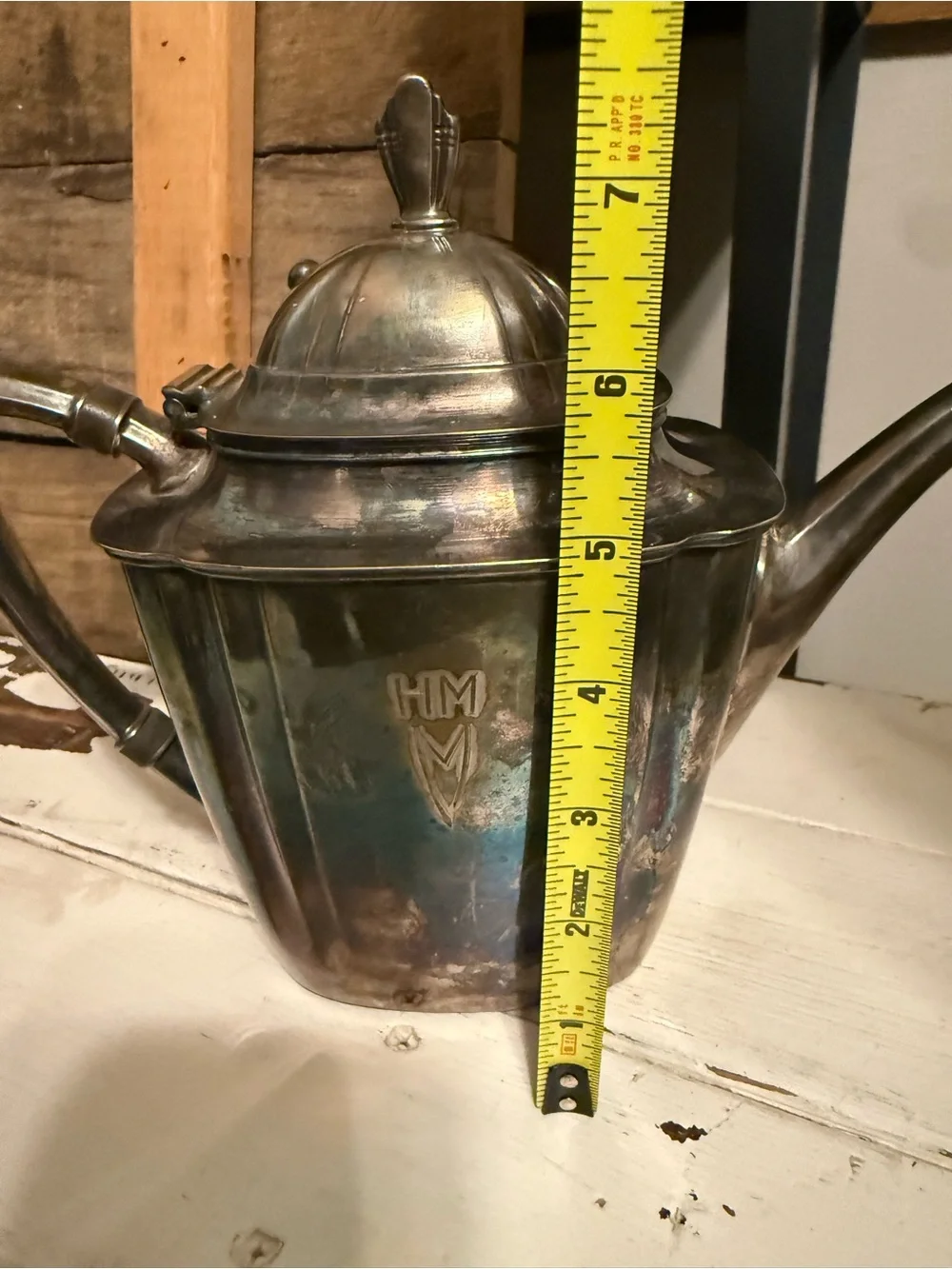 VTG HM Monogrammed Wallace Silver Plated Teapot
